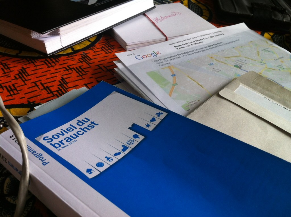 Hamburg planen: Bin unterwegs zum Kirchentag. 